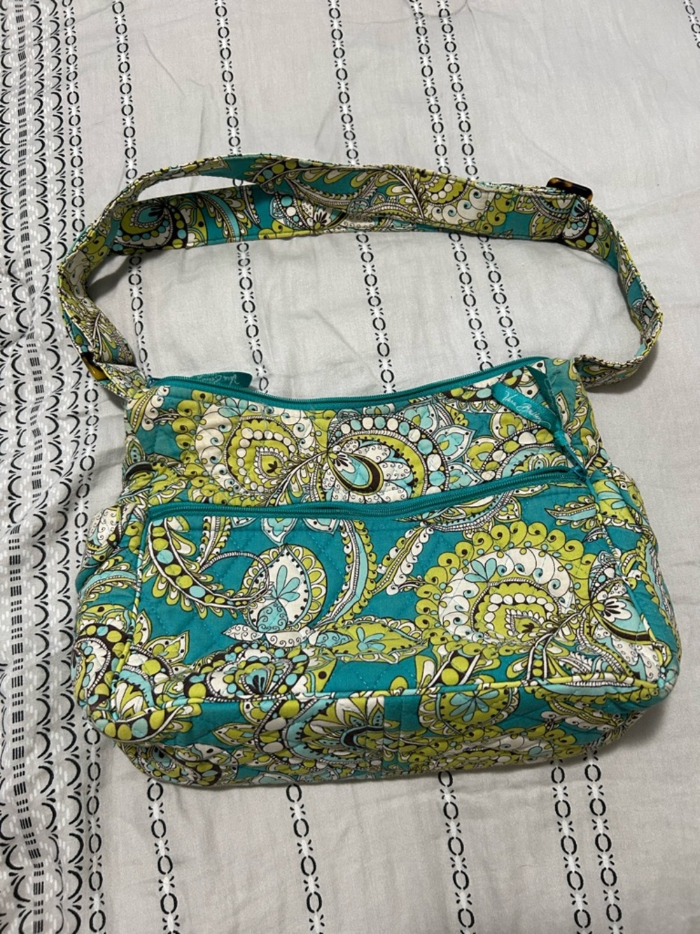 Vera Bradley Teal and Lime Paisley Quilted Purse